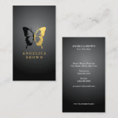 Faux Gold Foil en Black Butterfly Visitekaartje (Voorkant / Achterkant)