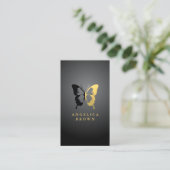 Faux Gold Foil en Black Butterfly Visitekaartje (Staand voorkant)
