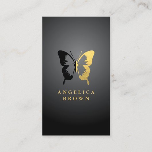 Faux Gold Foil en Black Butterfly Visitekaartje (Voorkant)