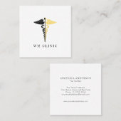 Faux Gold Foil en Black Caduceus Symbol Vierkante Visitekaartje (Voorkant / Achterkant)