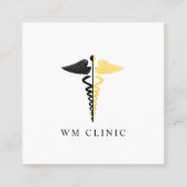 Faux Gold Foil en Black Caduceus Symbol Vierkante Visitekaartje (Voorkant)
