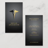 Faux Gold Foil en Black Caduceus Symbol Visitekaartje (Voorkant / Achterkant)