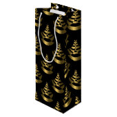 Faux Gold Foil en Black | Nieuwjaar Classy Wijn Cadeautas (Achterkant Gekanteld)