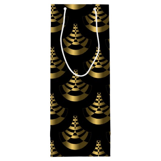 Faux Gold Foil en Black | Nieuwjaar Classy Wijn Cadeautas (Achterkant)