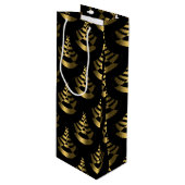 Faux Gold Foil en Black | Nieuwjaar Classy Wijn Cadeautas (Voorkant Gekanteld)