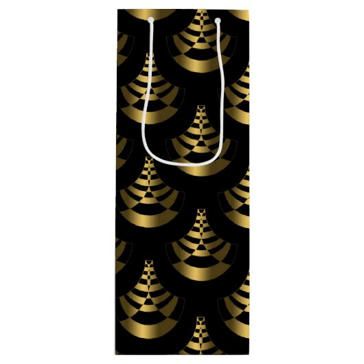 Faux Gold Foil en Black | Nieuwjaar Classy Wijn Cadeautas (Voorkant)