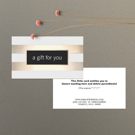 Faux Gold Foil en Black Striped Retail Gift Kaart Kortingskaartje