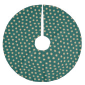 Faux Gold Foil en Green Blauwgroen Stars Pattern Kerstboom Rok (Voorkant)