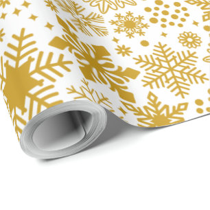 Faux Gold Foil en White Snowflakes Holiday Cadeaupapier