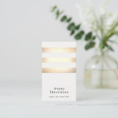Faux Gold Foil en White Striped Modern Visitekaartje (Staand voorkant)