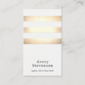 Faux Gold Foil en White Striped Modern Visitekaartje (Voorkant)