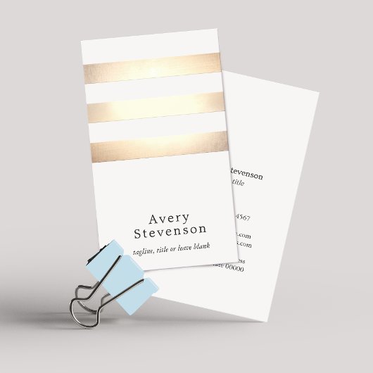 Faux Gold Foil en White Striped Modern Visitekaartje