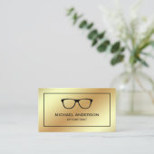 Faux Gold Foil Eyeglasses Oogdokter Optometrist Visitekaartje (Staand voorkant)