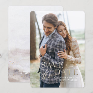 Faux Gold Foil Fall Wedding Save the Date Kaart