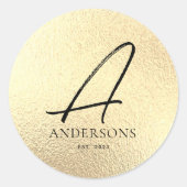 Faux Gold Foil Familienaam Sticker (Voorkant)