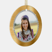 Faux Gold Foil Family Foto Monogram Keramisch Ornament (Rechts)