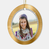 Faux Gold Foil Family Foto Monogram Keramisch Ornament (Links)