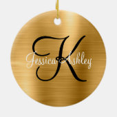 Faux Gold Foil Family Foto Monogram Keramisch Ornament (Achterkant)