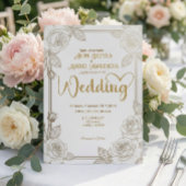 Faux Gold Foil Floral Frame Ivory Romantic Kaart