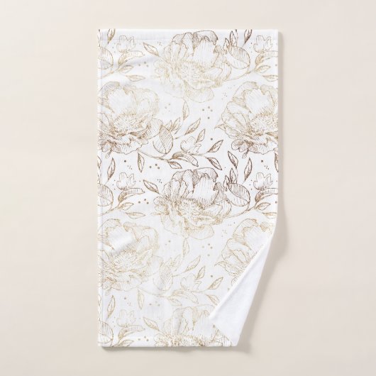 Faux Gold Foil Floral Hand Drawn Elegant Bad Handdoek (Handdoek)
