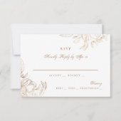 Faux Gold Foil Floral Hand Drawn Elegant Wedding RSVP Kaartje (Voorkant)