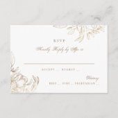 Faux Gold Foil Floral Hand Drawn Elegant Wedding RSVP Kaartje (Voorkant)