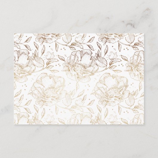 Faux Gold Foil Floral Hand Drawn Elegant Wedding RSVP Kaartje (Achterkant)