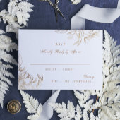 Faux Gold Foil Floral Hand Drawn Elegant Wedding RSVP Kaartje