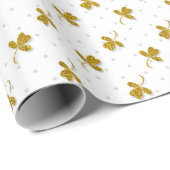 Faux Gold Foil Floral leest wit omslagpapier Cadeaupapier (Rol Hoek)