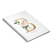 Faux Gold Foil Floral Letter B Monogram Notitieboek (Rechterzijde)