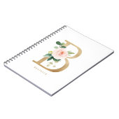 Faux Gold Foil Floral Letter B Monogram Notitieboek (Linkerzijde)