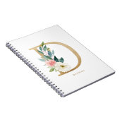 Faux Gold Foil Floral Letter D Monogram Notitieboek (Rechterzijde)