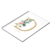 Faux Gold Foil Floral Letter D Monogram Notitieboek (Linkerzijde)