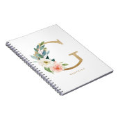  Faux Gold Foil Floral Letter G Monogram Notitieboek (Rechterzijde)