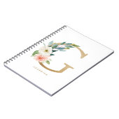  Faux Gold Foil Floral Letter G Monogram Notitieboek (Linkerzijde)