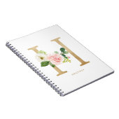 Faux Gold Foil Floral Letter H Monogram Notitieboek (Rechterzijde)