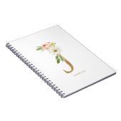 Faux Gold Foil Floral Letter J Monogram Notitieboek (Rechterzijde)