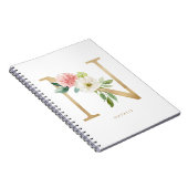  Faux Gold Foil Floral Letter N Monogram Notitieboek (Rechterzijde)