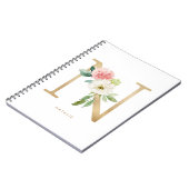  Faux Gold Foil Floral Letter N Monogram Notitieboek (Linkerzijde)