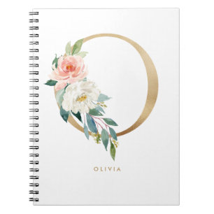  Faux Gold Foil Floral Letter O Monogram Notitieboek