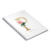 Faux Gold Foil Floral Letter P Monogram Notitieboek (Rechterzijde)