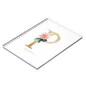 Faux Gold Foil Floral Letter P Monogram Notitieboek (Linkerzijde)