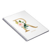  Faux Gold Foil Floral Letter R Monogram Notitieboek (Rechterzijde)