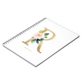  Faux Gold Foil Floral Letter R Monogram Notitieboek (Linkerzijde)