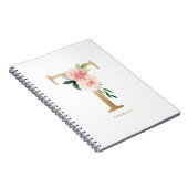  Faux Gold Foil Floral Letter T Monogram Notitieboek (Rechterzijde)