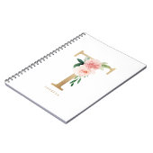  Faux Gold Foil Floral Letter T Monogram Notitieboek (Linkerzijde)