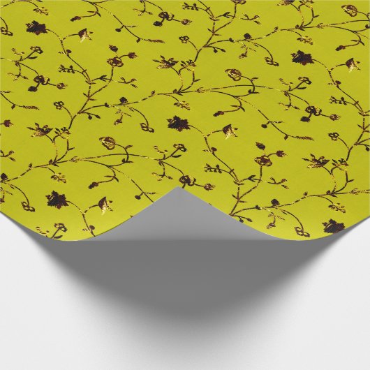 Faux Gold Foil Floral Vine Flowers Cadeaupapier (Hoek)