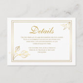 Faux Gold Foil Floral Wedding Details Card Informatiekaartje (Voorkant)