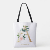 Faux Gold Foil  Florence Letter A Monogram Tote Bag (Achterkant)