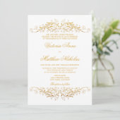 Faux  Gold Foil Flourish Damask Kaart (Staand voorkant)
